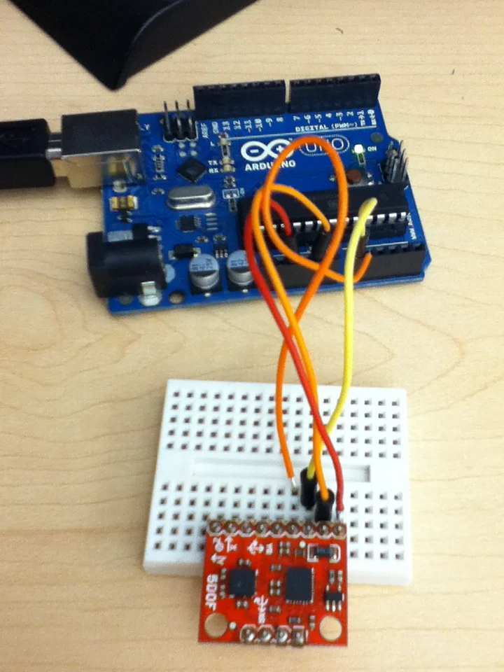 Arduino Uno with sensors and breadboard