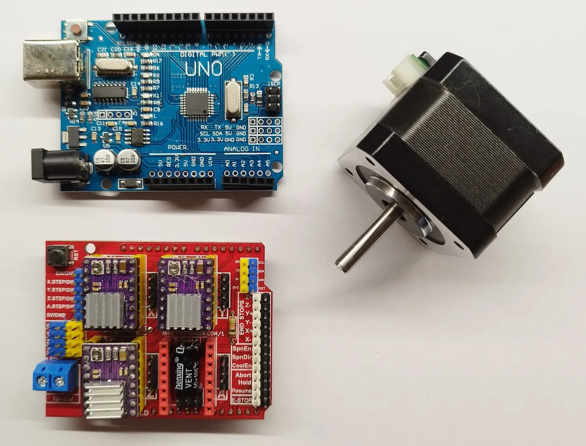 Arduino with CNC shield and stepper motor