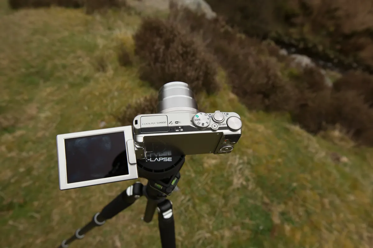 Time-lapse camera setup with intervalometer